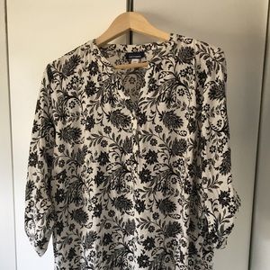 Black and white floral blouse